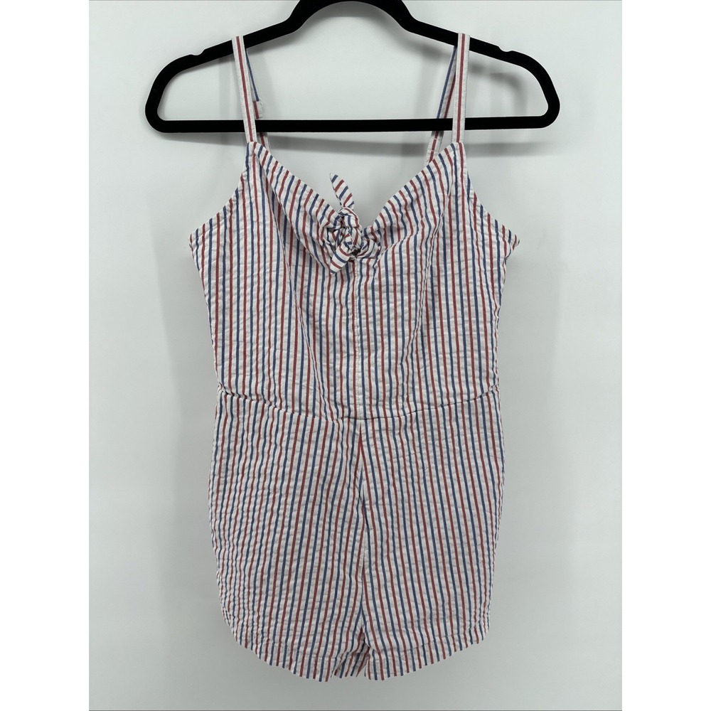 VINEYARD VINES Red White Blue Seersucker Shortalls Romper Women's Size 4